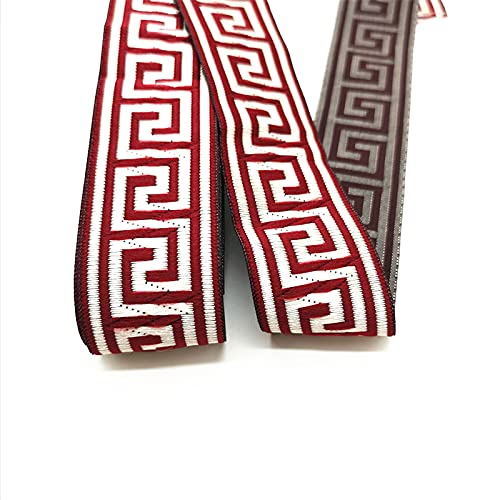 OZLCUA Stickereiband 3 Yards Stickerei Spitzenbesatz Band Spitzenbesatz Kleidung Tasche Zubehör Bestickt DIY Stoff Webband Zum Nähen(Wine Red) von OZLCUA