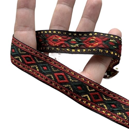 OZLCUA Stickereiband 3 Yards rote Stickerei Spitzenband Spitzenbesatz DIY Kleidung Tasche Zubehör bestickter Stoff Webband Zum Nähen(01 21MM) von OZLCUA