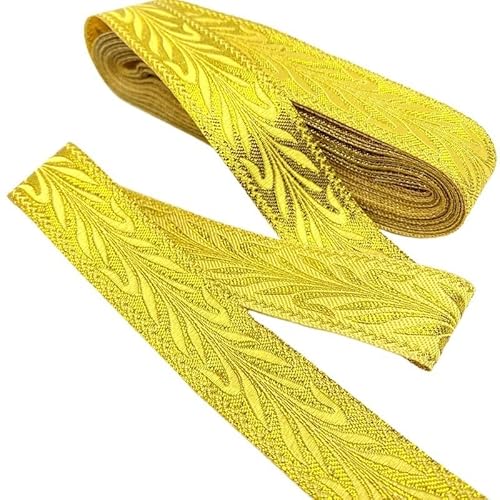 OZLCUA Stickereiband 7 Yards Gold Silber Stickerei Spitzenband Besatz DIY Kleidung Tasche Zubehör bestickter Stoff Webband Zum Nähen(01 (25mm Gold),7 Yards) von OZLCUA