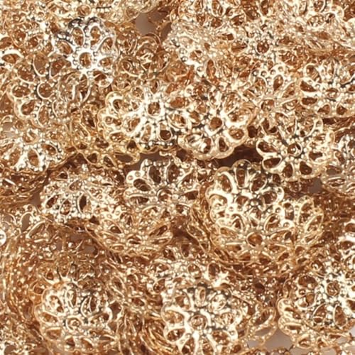 Überzogene Blütenblatt-End-Abstandshalterperlenkappen Perlenbecher zur Schmuckherstellung(14K Gold,800pcs) von OZLCUA