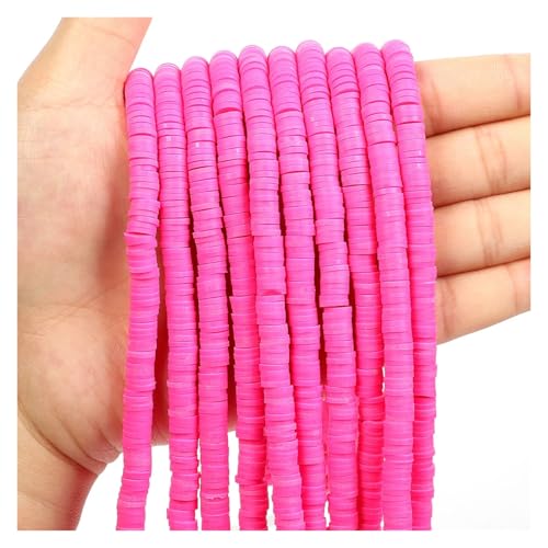 OZLIYY Flache runde Modelliermassen-Perlen, lose Abstandshalter, Perlen für Schmuckherstellung, handgefertigte Boho-Armbänder, Halsketten, 6 mm, 350 Stück (Fuchsia, 1 x 350 Stück) von OZLIYY