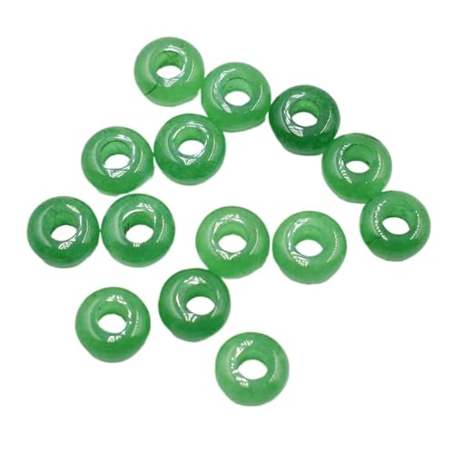 OZLIYY Modische Naturstein-Perlen, gemischt, rund, großes Loch, 10 mm x 5 mm, zur Schmuckherstellung, 50 Stück (malaysische Jade) von OZLIYY