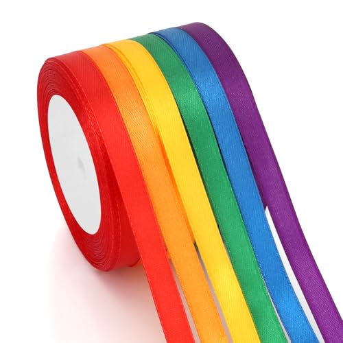 Geschenkband 6 Farben Satinband 10mm×23m Schleifenband Seidenband Stoffband Seidenbänder Bunt Für DIY Handwerk Ribbon Dekoband Zum Basteln Geschenkverpackung Geburtstag Blumenstrauß Party Deko von OZOSHINE