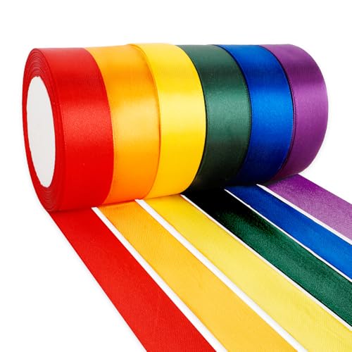 Geschenkband 6 Farben Satinband 25mm×23m Schleifenband Seidenband Stoffband Seidenbänder Bunt Für DIY Handwerk Ribbon Dekoband Zum Basteln Geschenkverpackung Geburtstag Blumenstrauß Party Deko von OZOSHINE