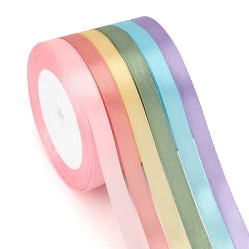 Geschenkband 6 Farben Satinband Bunt 10mm×23m Schleifenband Seidenband Stoffband Geschenkbänder Für DIY Handwerk Ribbon Dekoband Zum Basteln Geschenkverpackung Geburtstag Blumenstrauß Party Deko von OZOSHINE