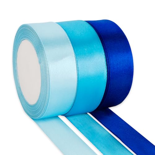 Geschenkband Blau 3 Farben Satinband 25mm×23m Schleifenband Seidenband Stoffband Seidenbänder Für DIY Handwerk Ribbon Dekoband Zum Basteln Geschenkverpackung Geburtstag Blumenstrauß Party Deko von OZOSHINE