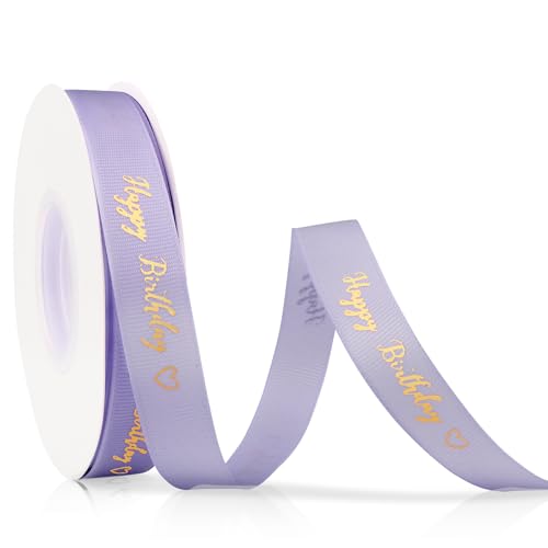 Geschenkband Lila Satinband Ripsband 10mm×23m Schleifenband Geburtstag Seidenband Violett Birthday Ribbon Stoffband Für DIY Handwerk Dekoband Zum Basteln Geschenkverpackung Party Deko | Happy Birthday von OZOSHINE