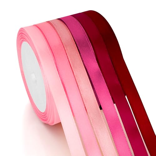 Geschenkband Rosa 6 Farben Satinband 10mm×23m Schleifenband Seidenband Stoffband Seidenbänder Für DIY Handwerk Ribbon Dekoband Zum Basteln Geschenkverpackung Geburtstag Blumenstrauß Party Deko von OZOSHINE