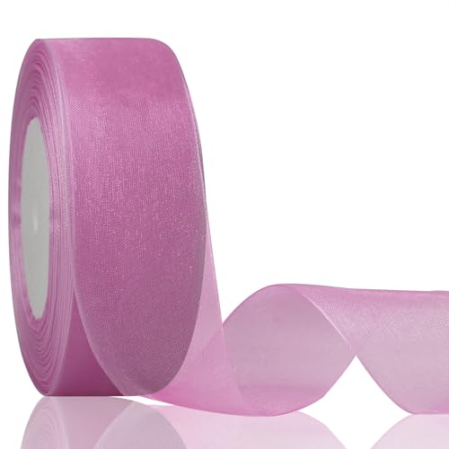 OZXCHIXU Schimmerndes Organzaband, 3,8 cm x durchgehend, 45,7 m, hellviolettes Chiffon-Stoffband für Geschenkverpackungen, Blumensträuße, Hochzeitsdekoration, Weihnachtsbaum, Basteln, Schleifen. von OZXCHIXU