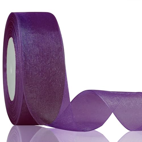 OZXCHIXU Schimmerndes Organzaband, 3,8 cm x durchgehendes Chiffon-Stoffband für Geschenkverpackungen, Blumensträuße, Hochzeitsdekoration, Weihnachtsbaum, Basteln, Schleifen. von OZXCHIXU