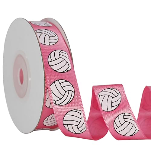 OZXCHIXU Volleyball-Band aus Satin, 1,6 cm x 9,1 m, Hot Pink Volleyball-Band für Team-Haarschleifen, Kranz, Sammelalben, Geschenkverpackungen, Party-Dekoration, Schleifenbasteln von OZXCHIXU