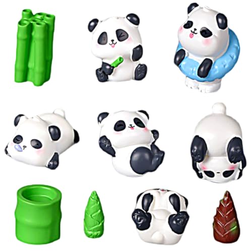 OZXVXZO 10 Stück Panda Figuren, Süße Panda Kuchendekorationen, Panda Ornamente, Mikro Landschaftsdekorations Zubehör, Panda Party Set für Jungen und Mädchen von OZXVXZO