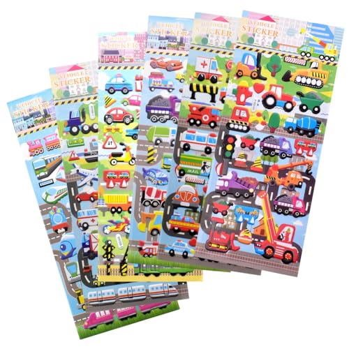 OZXVXZO 6 Stück Sticker Kinder, Auto Aufkleber Kinder Traktor Aufkleber Baustelle Bagger Aufkleber, Sticker Fahrzeuge Party Mitgebsel Gastgeschenk Tattoo Kinder für Wasserflasche Laptop Album von OZXVXZO