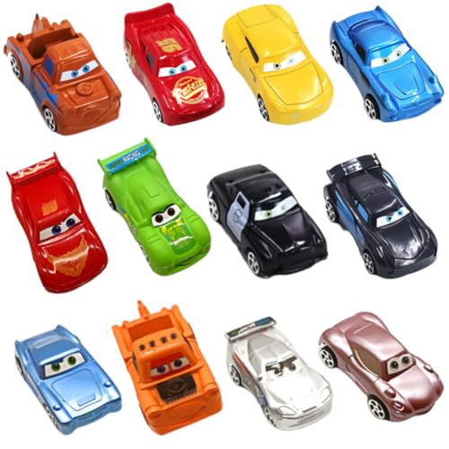 OZXVXZO MccQueen Mini Autos Kinder, 12 Stück MccQueen Auto Tortendekoration, MccQueen Auto Set Mini Autos Cars Auto Kuchendekoration Spielzeug Hause Tisch Dekorationen von OZXVXZO