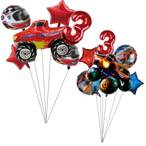 Schwarz Rot Cars Geburtstag Deko 3 Jahre Junge,11 PCS Cartoon Rennauto Party Deko Luftballons, Rennauto 3. Geburtstags Deko Ballon Cars Folienballon Geburtstag Set für 3 Jahre Junge Geburtstag Party von OZXVXZO