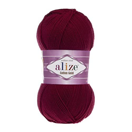 Alize 5 x 100g Cotton Gold: Öko-Tex-zertifiziert, Türkische Premium-Wolle aus Baumwolle und Acryl | Ideal zum Häkeln & Stricken für Babykleidung, Schals. Qualitätsgarn (57) von OZYOL