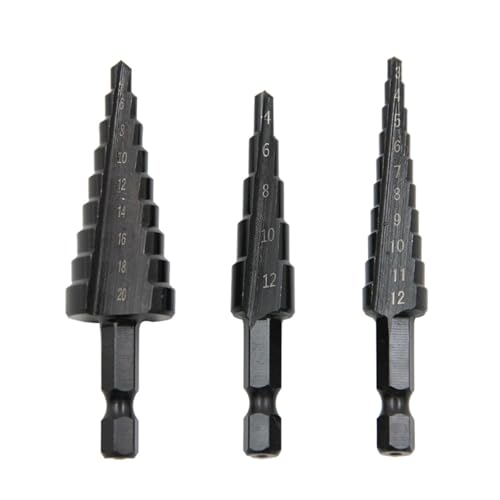 3pc Black Hexagonal Shank Straight Slot Ladder Drill Bit Reaming And Hole Opening Blackened Pagoda Drill Tool Set von OZZJLSQ