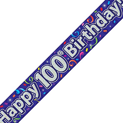 Oaktree LTD Happy 100. Geburtstag Banner, Folie, Marineblau, 270 x 12 x 0,1 cm von OakTree