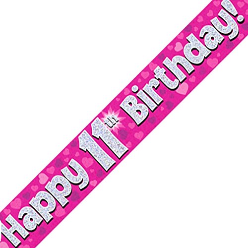 Oaktree Ltd Banner Happy 11th Birthday, Folie, Rose, 270 x 12 x 0.1 cm von OakTree