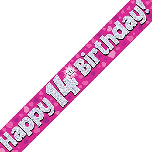 Oaktree Ltd Banner Happy 14th Birthday, Folie, Rose, 270 x 12 x 0.1 cm von OakTree