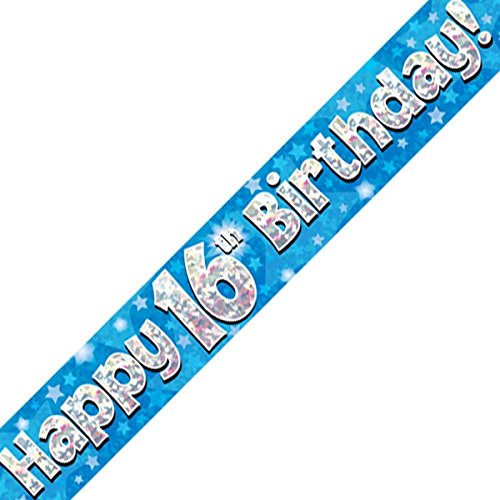 Oaktree Ltd Banner Happy 16th Birthday, Folie, blau, 270 x 12 x 0.1 cm von OakTree