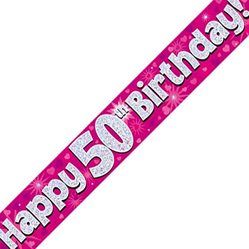 Oaktree LTD Happy 50th Birthday Banner, Folie, pink, 270 x 12 x 0,1 cm von OakTree