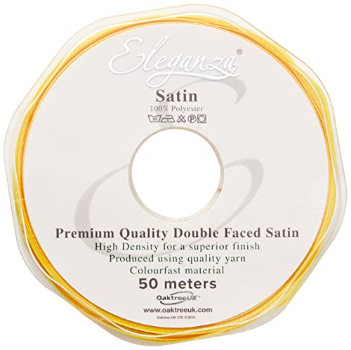 Eleganza 3 mm x 50 m Satinband doppelseitig, Gelb von OakTree