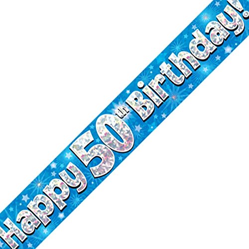 Oaktree LTD Happy 50th Birthday Banner, Folie, blau, 270 x 12 x 0,1 cm von OakTree