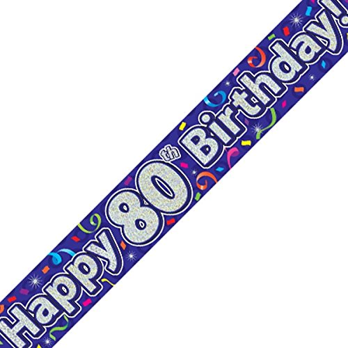 Oaktree Ltd Happy 80th Birthday-Banner, Folie, Navy, 270 x 12 x 0.1 cm von Oaktree Ltd