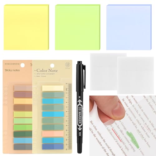 Oaklynet 800 Blätter Haftnotizen Klebezettel Und 1 Schwarzer Marker, Sticky Notes 76 X 76mm, Klebezettel Klein, Bunt Notizzettel,Book Tabs Haftmarker Für Büro Schule Büro Hause von Oaklynet