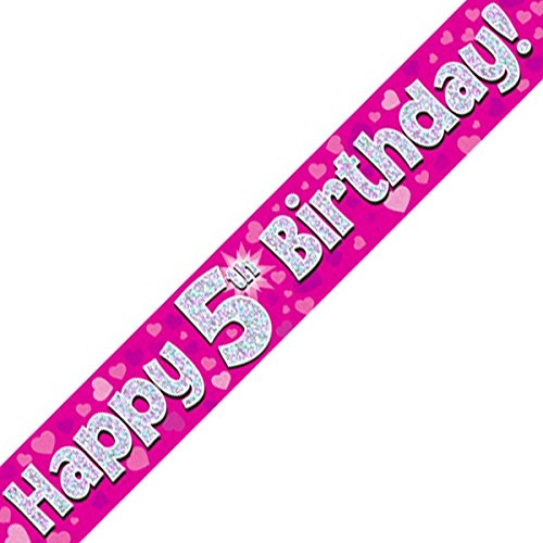 Oaktree Ltd Banner Happy 5th Birthday, Folie, 270 x 12 x 0,1 cm, Rosa von Oaktree Ltd