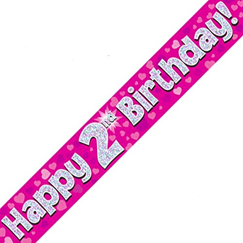 Oaktree Ltd "Happy 2 nd Birthday Banner, Folie, pink, 270 x 12 x 0,1 cm von OakTree