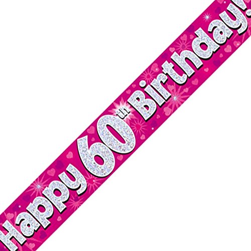 Oaktree Ltd Happy 60th Birthday-Banner, Folie, Rose, 270 x 12 x 0.1 cm von Oaktree Ltd