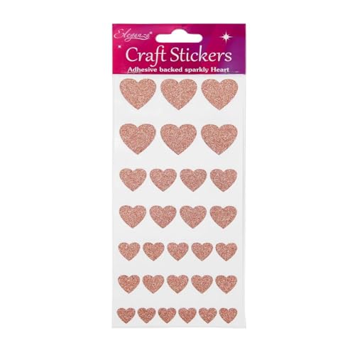 Oaktree - Sticker Glitzer Herzen Rose Gold Assorti (pro Blatt) von Oaktree UK