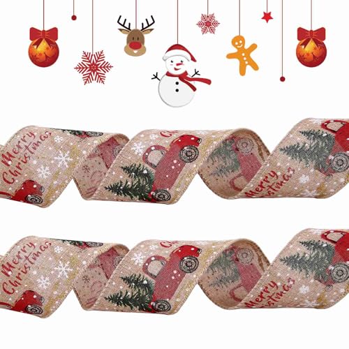 Weihnachtsbänder, 2 m Weihnachtsdekorationsband, Polyester-Satinband, Winterurlaub, Stoffband für Weihnachtsdekoration, Hochzeitsbänder, Geschenkverpackungsbänder (Khaki) von Oanmarg