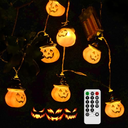 Oaprem Halloween Dekoration Lichterkette schwarzer Hut 4M 20 LEDs Wasserdicht 8 Modi Halloween Kürbis Lichter für Party,Garten,Weihnachten,Halloween,Hochzeit,Beleuchtung Deko von Oaprem