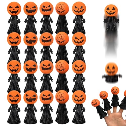 Obelunrp 24pcs Sprungspielzeug 6 Ausdrücke Springwerfer Spielzeug Neuheit Kürbiskopf Halloween Party bevorzugt Halloween Toys Mult von Obelunrp