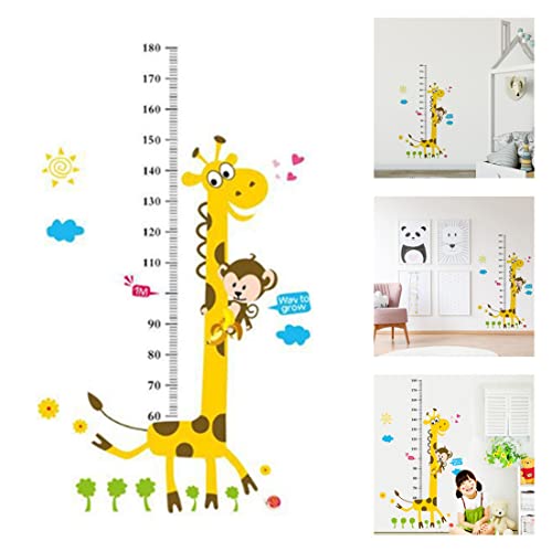 Obelunrp Height Growth Chart Wall Sticker Children Living Baby Room Decoration Giraffe Animals Peel Stick Art Wall Decor for Kids Measuring Ruler Height Decals Removable Nursery Bedroom Wallpaper von Obelunrp