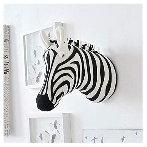 Obelunrp Zebra Kopfwanddekoration, 30 cm/11,8 Zoll Baumwoll Zebra Kopf Kinderzimmer Wanddekoration, gefüllte Tierköpfe Ornament für Kindergärten Kindergartendekoration von Obelunrp