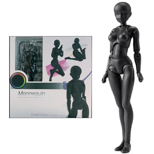 Obelunrp Zeichnen von Mannequin, PVC simuliertes Fähigkeitsmanikin, DIY Artikulated Zeichenfigur, Zeichnungsmodell zum Skizzieren von Malkünstlern (weiblich) von Obelunrp