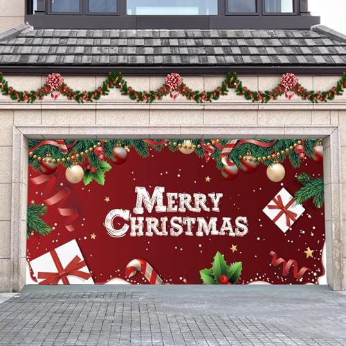 Weihnachtsgarage -Tür -Dekorationen, 6x13ft Frohe Weihnachten Weihnachts -Garage -Tür -Abdeckung, verblassende widerstandsfähige Weihnachts -Garagentür -Banner, Weihnachtsfotografie Hintergrund für U von Obelunrp