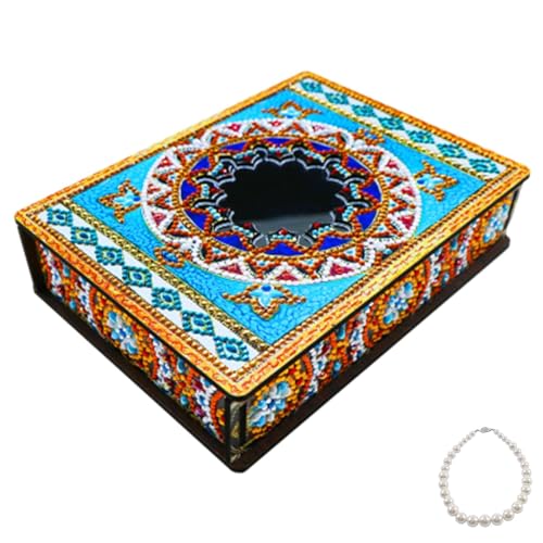 Obesntln Aufbewahrungsbox für Schmuck mit Edelsteinmalerei, Schmuckschatulle mit Edelsteinmalerei | Gem Art Box mit Spiegelset | Handgefertigtes Kunsthandwerk, Aufbewahrungsbox für Schmuckstücke für von Obesntln