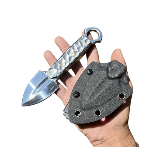 Obespina Doppelschneidiges Messer Ring Knife, Jagd, Stahlklinge, VG10, Survival, Karambit-Stil, mit scharfer Klinge und Kydex-Etui, für Sammlung oder Geschenk für Herren von Obespina