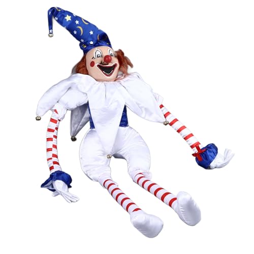 Obetuens Halloween Clown Puppe, Gruseliger Gruseliger Clown, Hängedekoration, Unheimlicher Zirkus und Karneval, Innen Oder Außendekoration für Spukhaus, Horror Party Schrecken, Animatronisc von Obetuens