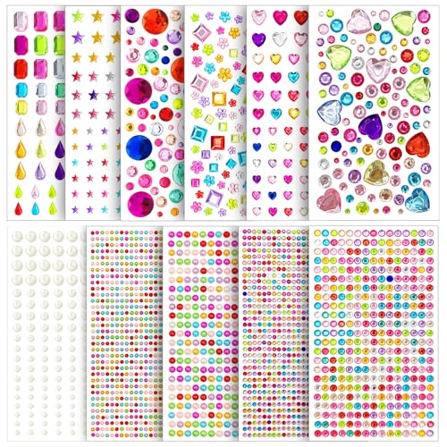 Obidodi 3034pcs Gem Stickers, Stick On Gems for Crafting, Kids Rhinestone Stickers Self Adhesive Gems, Various Shapes Multicolor Diamond Stickers for DIY Crafts Gluing von Obidodi