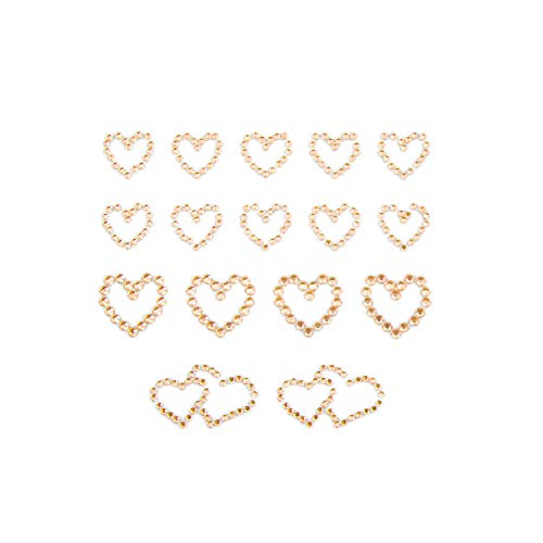 Oblique Unique® 16 Herz Sticker Aufkleber Strass Steine zum Verzieren Aufkleben Scrapbooking Basteln für Hochzeit JGA Valentinstag Champagner von Oblique Unique