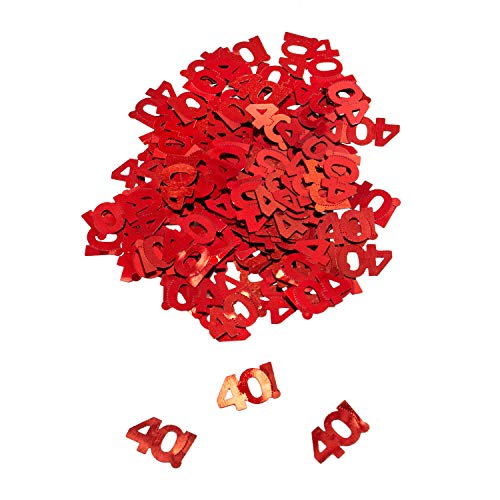 Oblique-Unique® 40. Geburtstag Jubiläum Konfetti Rot Tisch Deko Streudeko 14g von sufe