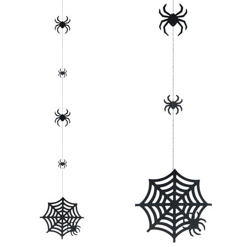 Oblique Unique® Deckenhänger Girlande Spinnennetz und Spinnen Hängedeko Fenster Deko Halloween Karneval Grusel Horror Motto Party von Oblique Unique