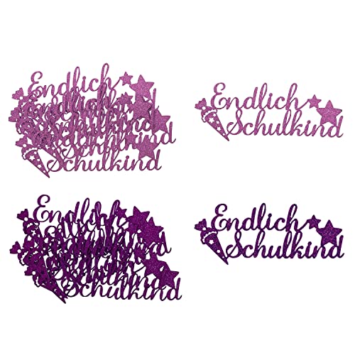 Oblique Unique® Endlich Schulkind Konfetti Groß Glitzernd für Schuleinführung Einschulung Schulanfang Jungs und Mädchen Streudeko Tischdeko (Dunkellila + Rosa) von Oblique Unique