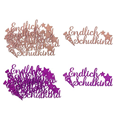 Oblique Unique® Endlich Schulkind Konfetti Groß Glitzernd für Schuleinführung Einschulung Schulanfang Jungs und Mädchen Streudeko Tischdeko (Rosé + Pink) von Oblique Unique